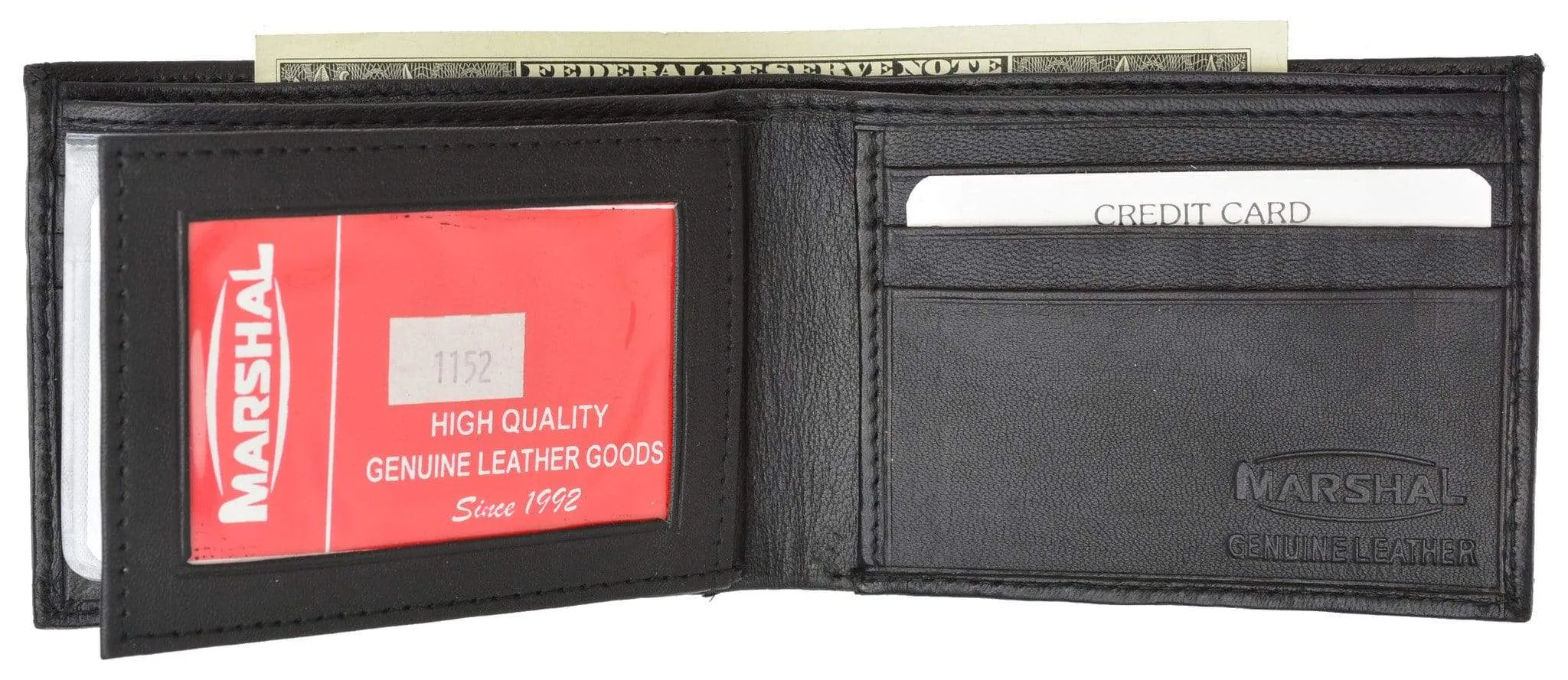 Lambskin Leather Mens Wallet with Center Flap and ID Window 1152