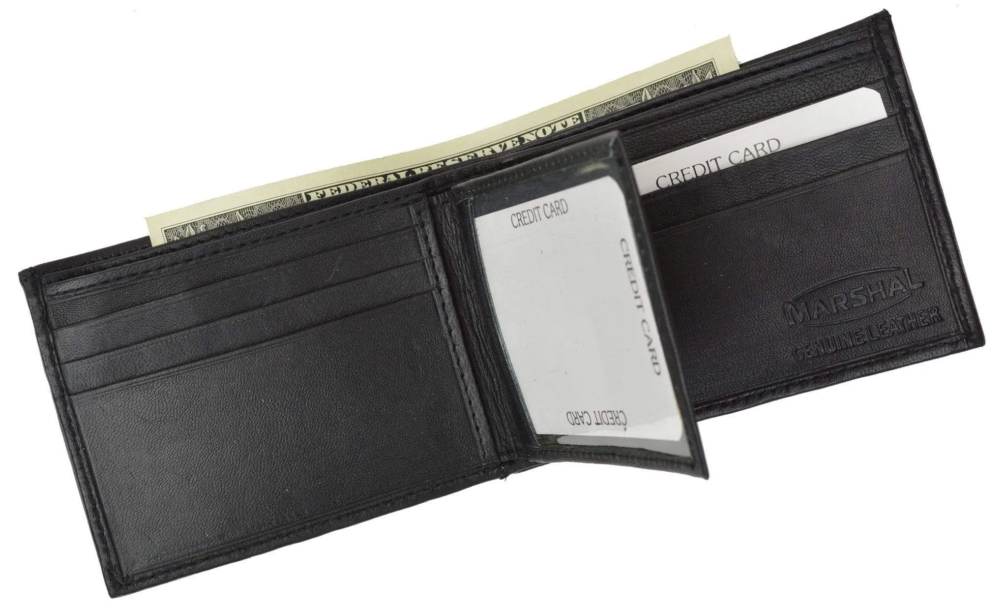 Lambskin Leather Mens Wallet with Center Flap and ID Window 1152