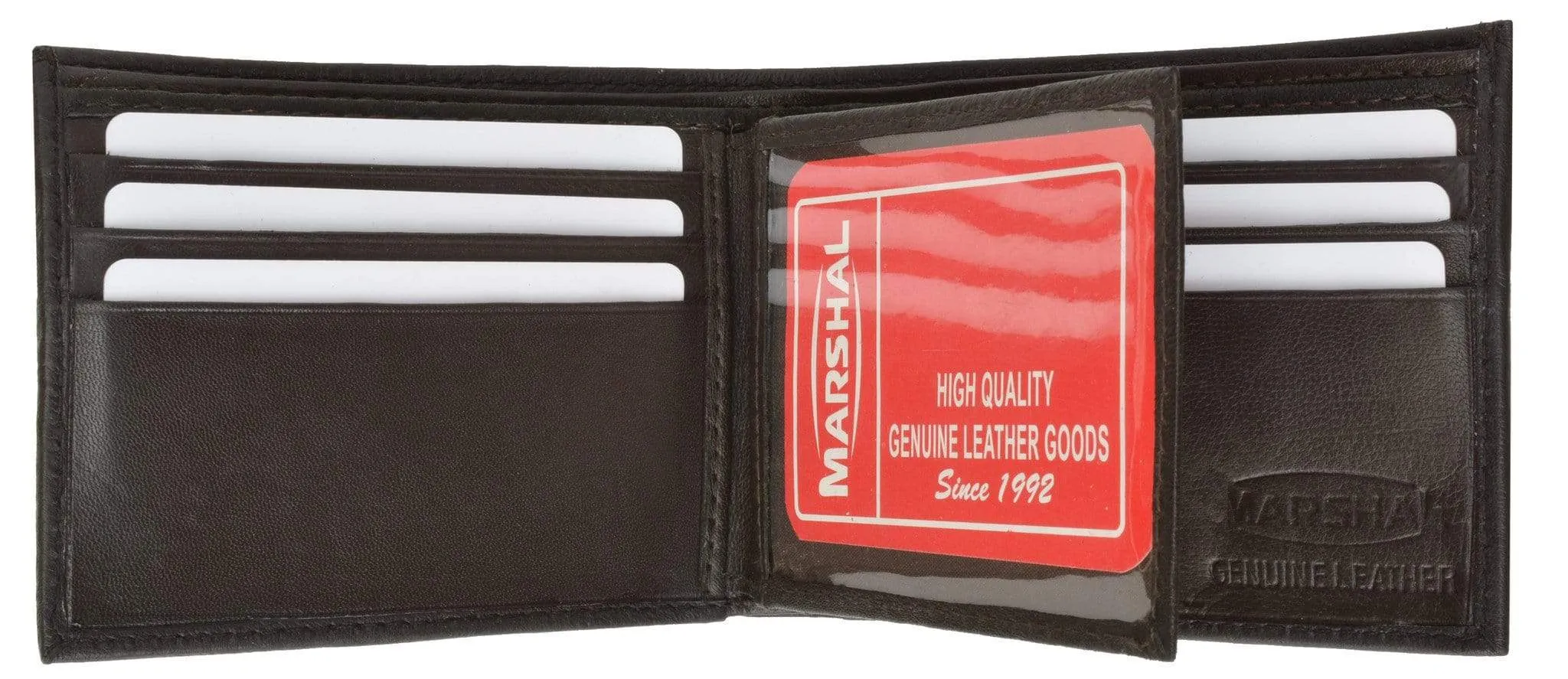 Lambskin Leather Mens Wallet with Center Flap and ID Window 1152
