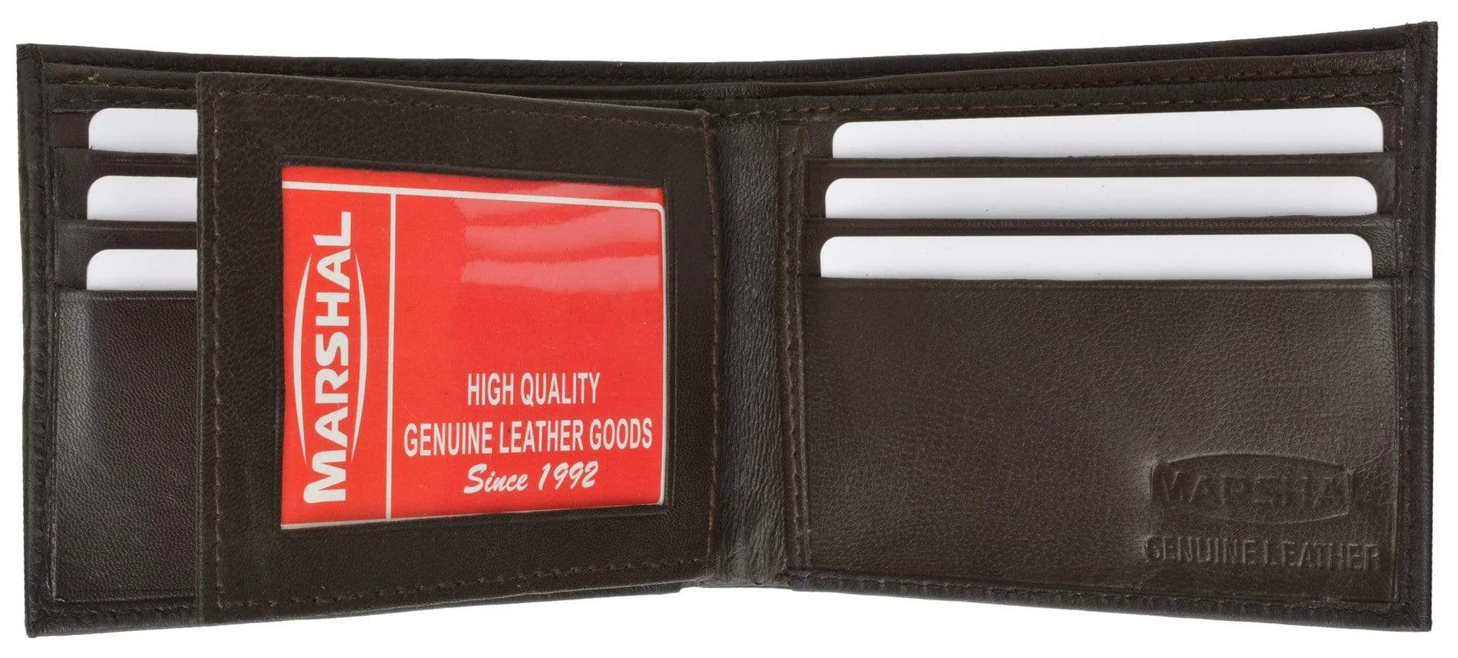 Lambskin Leather Mens Wallet with Center Flap and ID Window 1152