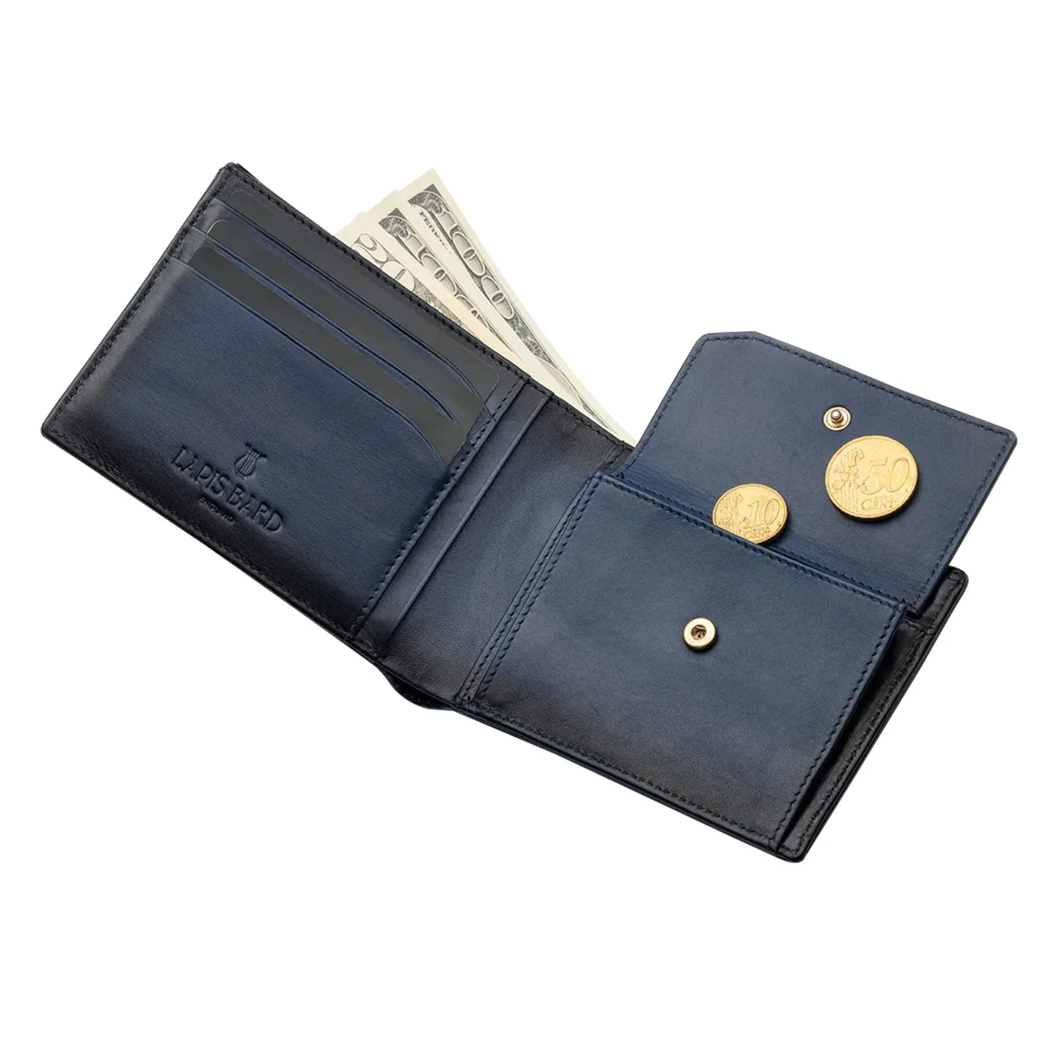 Lapis Bard Ducorium Bifold 3cc Wallet with Coin Pocket - Blue