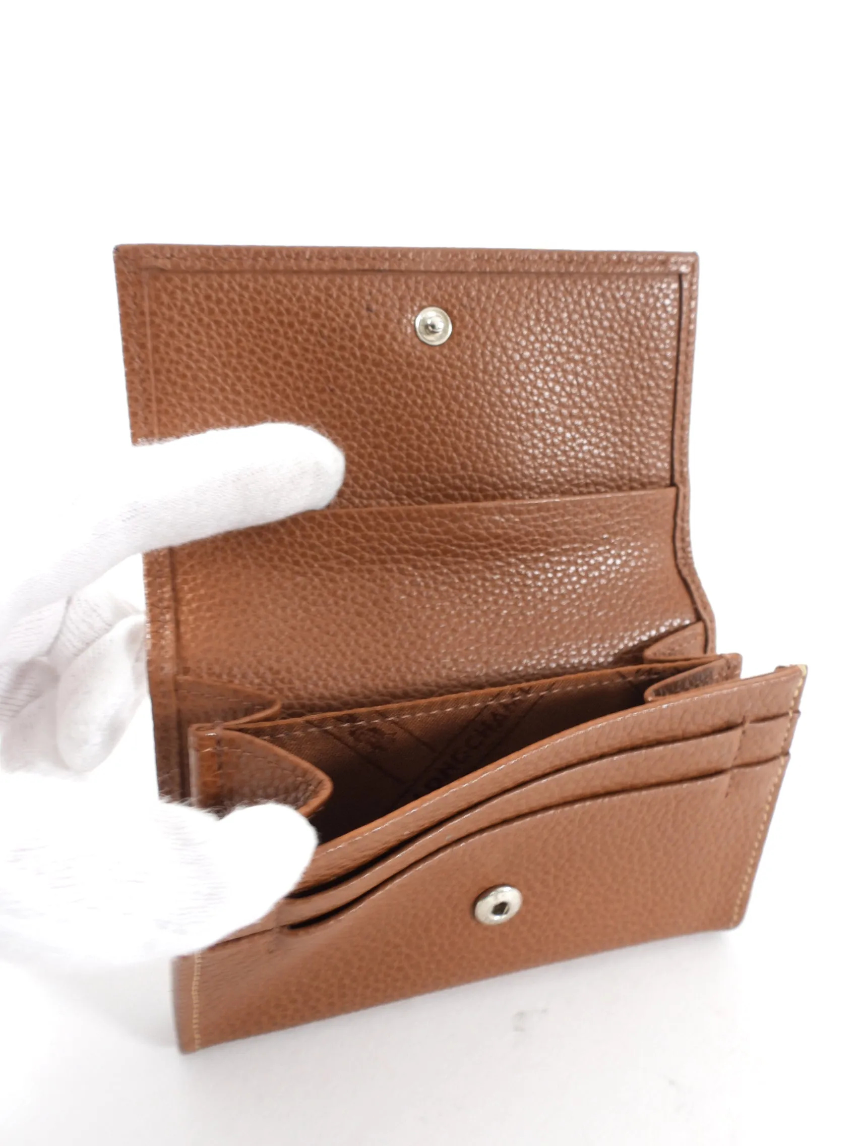 Longchamp Cognac Brown Small Bifold Wallet