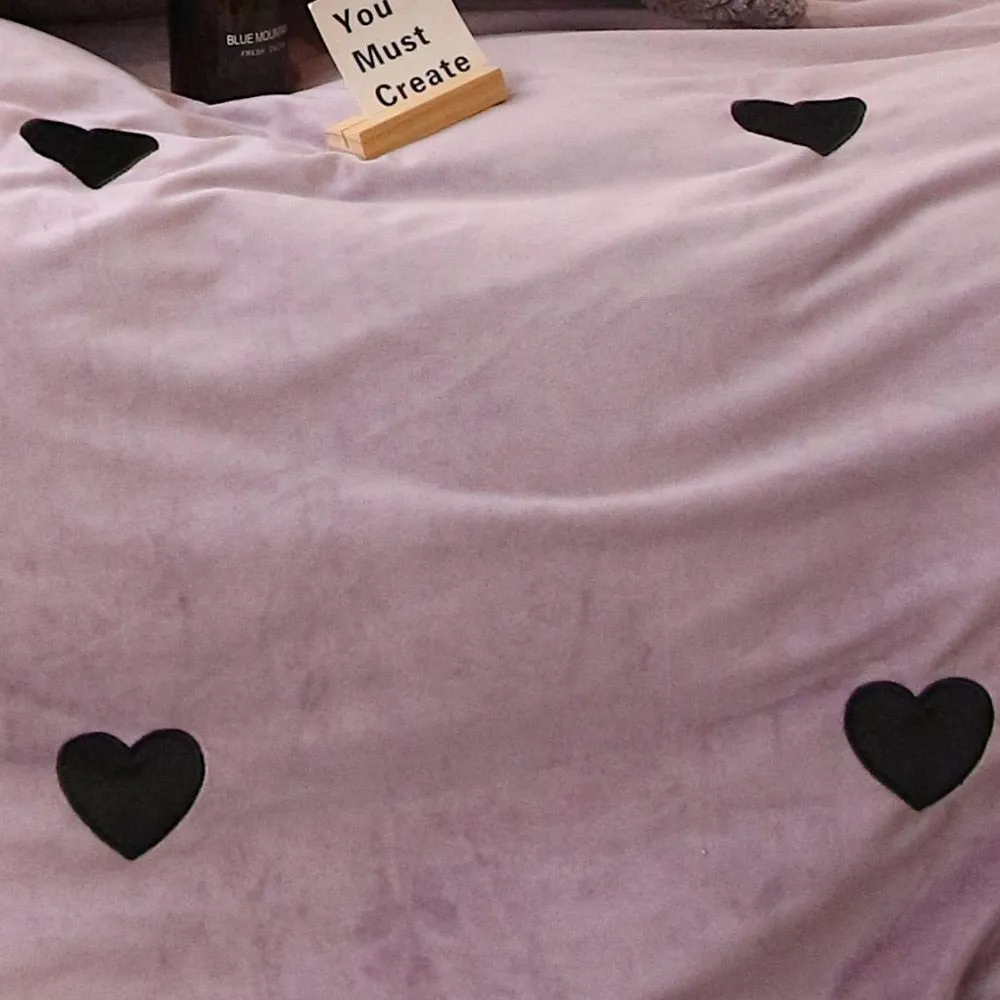 Luxury Velvet Flannel Sweet Heart Bedding Set