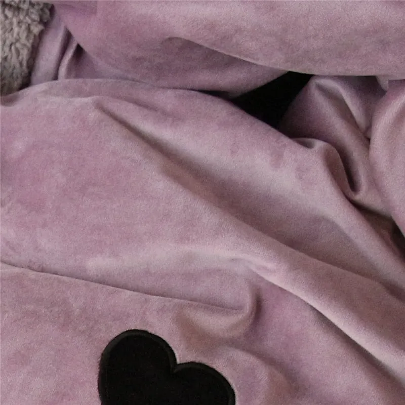 Luxury Velvet Flannel Sweet Heart Bedding Set