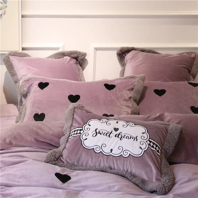 Luxury Velvet Flannel Sweet Heart Bedding Set
