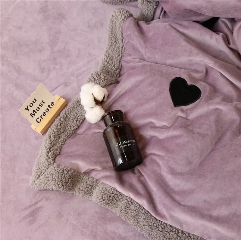 Luxury Velvet Flannel Sweet Heart Bedding Set