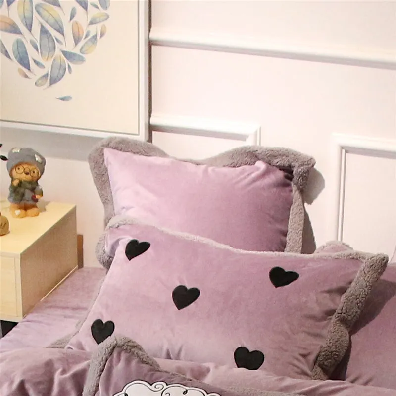 Luxury Velvet Flannel Sweet Heart Bedding Set