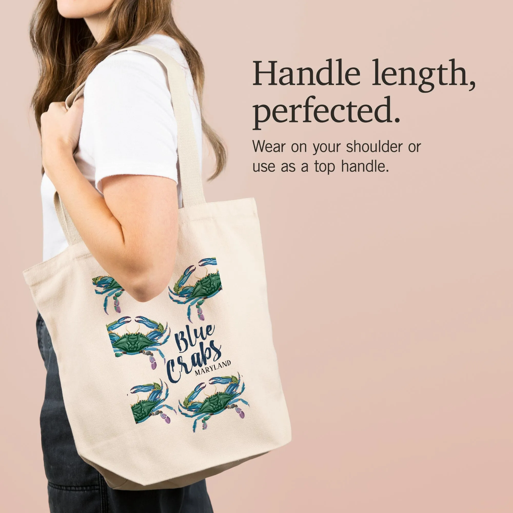 Maryland, Blue Crabs, Pattern, Lantern Press Artwork, Tote Bag