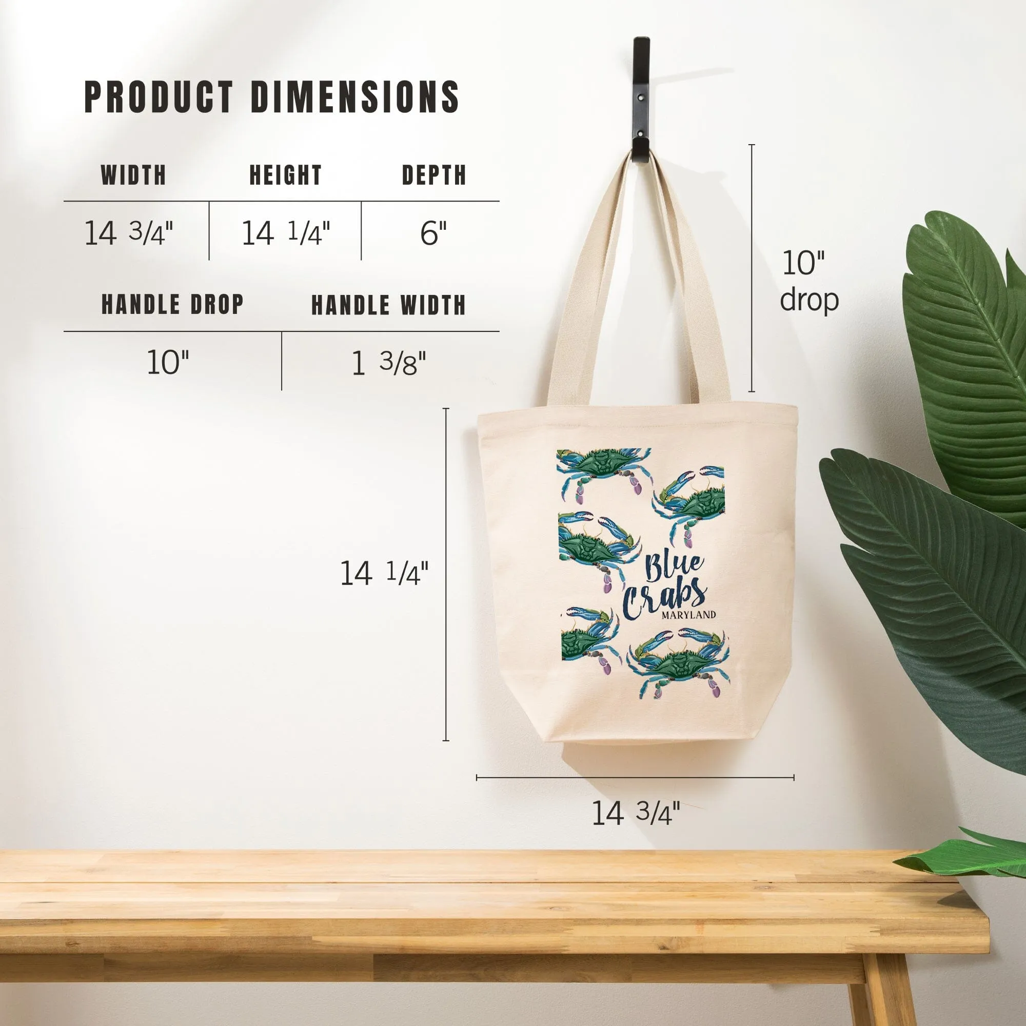 Maryland, Blue Crabs, Pattern, Lantern Press Artwork, Tote Bag