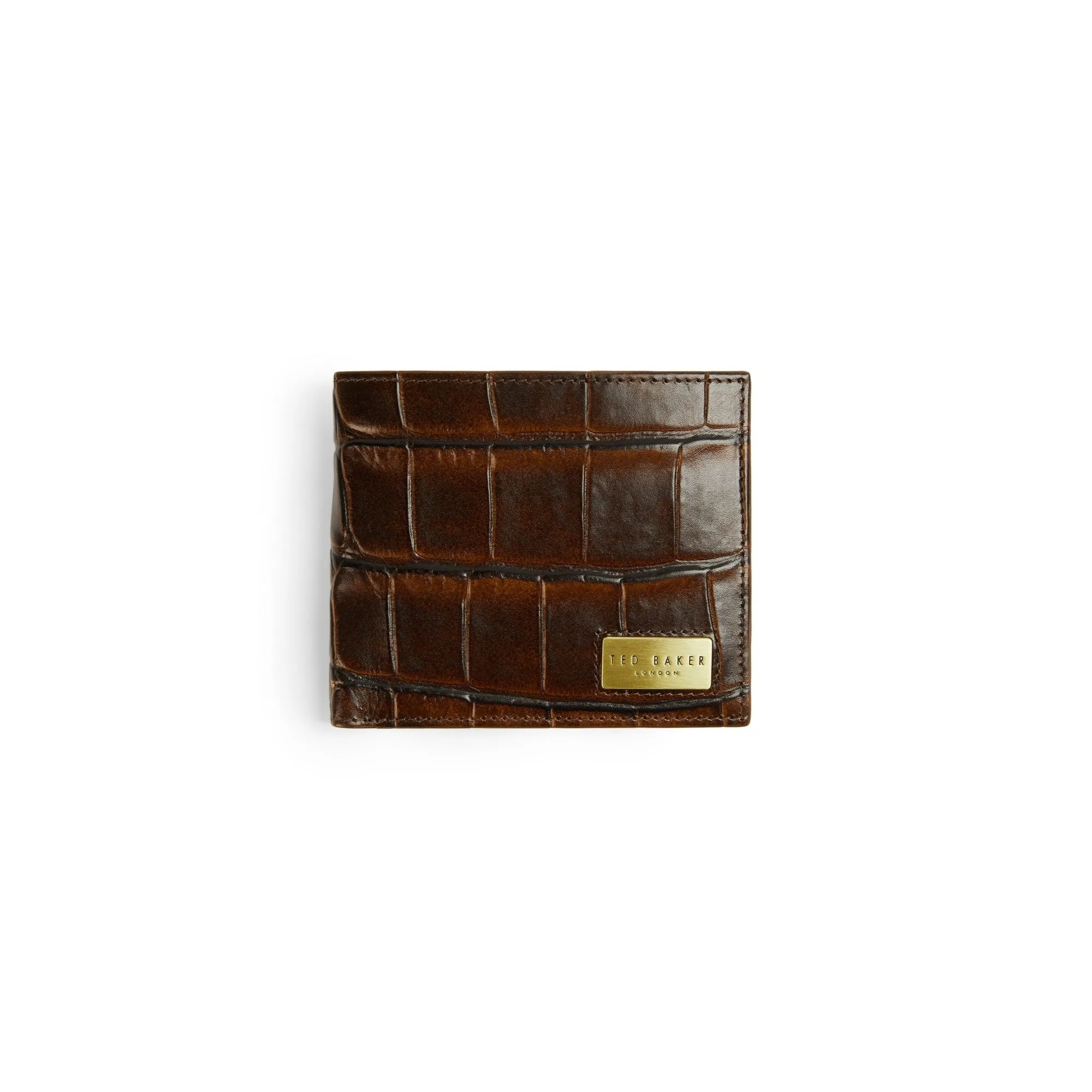 Men Pinpong-Croc Emboss Bifold With Coin - Brown-Choc