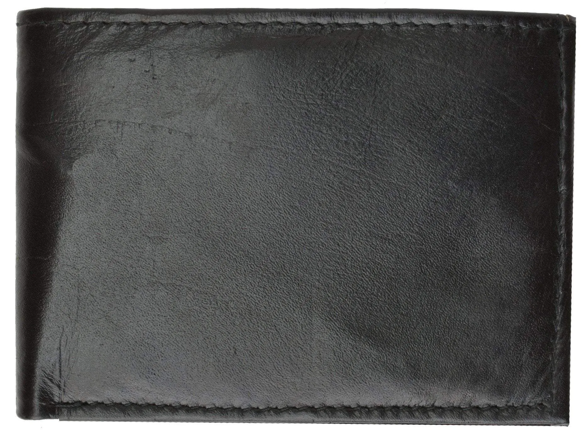 Mens Bifold Flap Out ID Windows Genuine Leather Wallet 1192