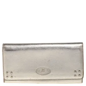 Metallic Gold Leather Flap Continental Wallet