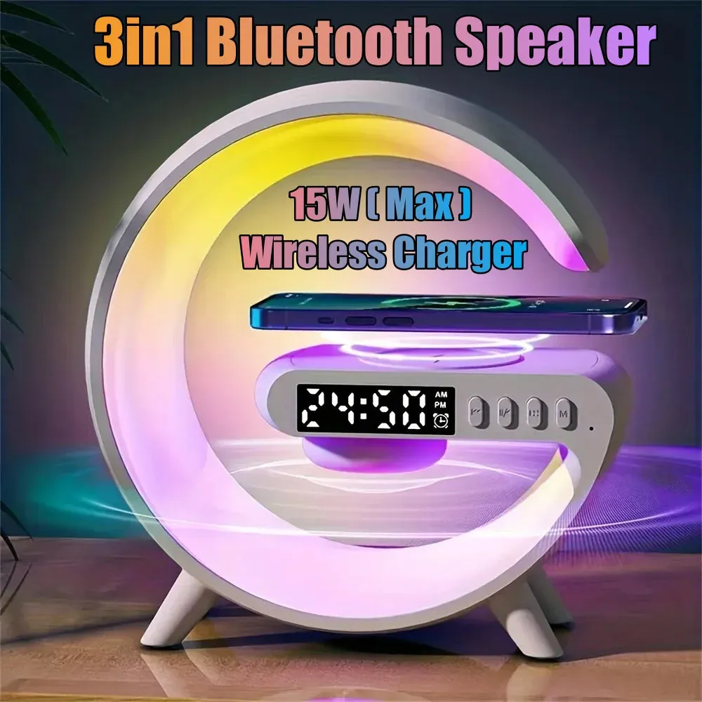 Multifunction Wireless Charger Pad Stand Speaker Night Light