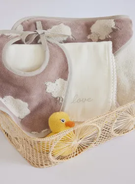 Newborn Bath and Bib Love Sand Set