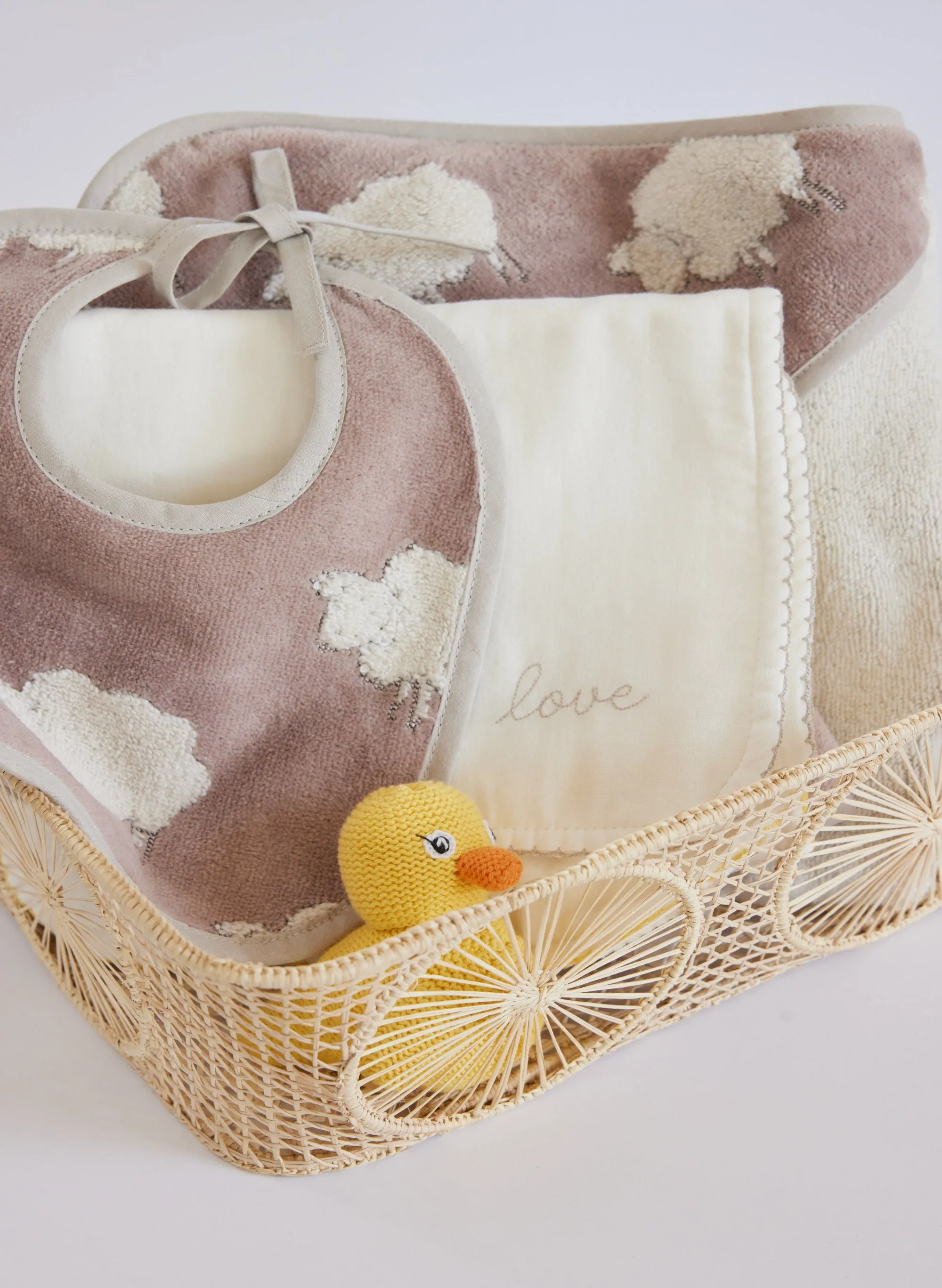 Newborn Bath and Bib Love Sand Set