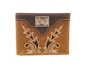 Nocona Men's Medium Brown Bifold Style Wallet - Boot Stitch Front
