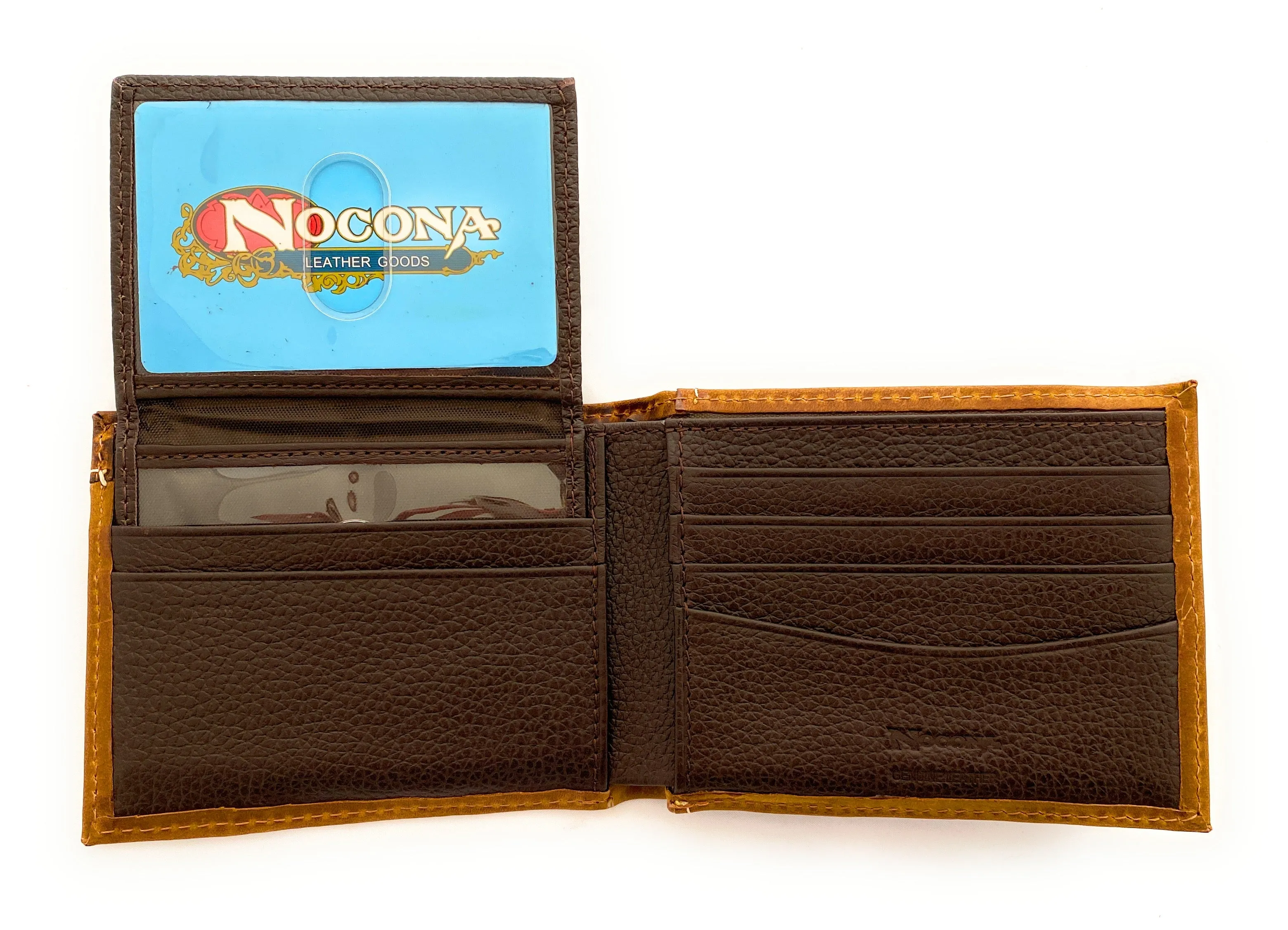 Nocona Men's Medium Brown Bifold Style Wallet - Boot Stitch Front