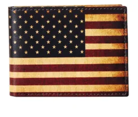 Nocona N5416697 Vintage USA Flag Bi-Fold Leather Wallet