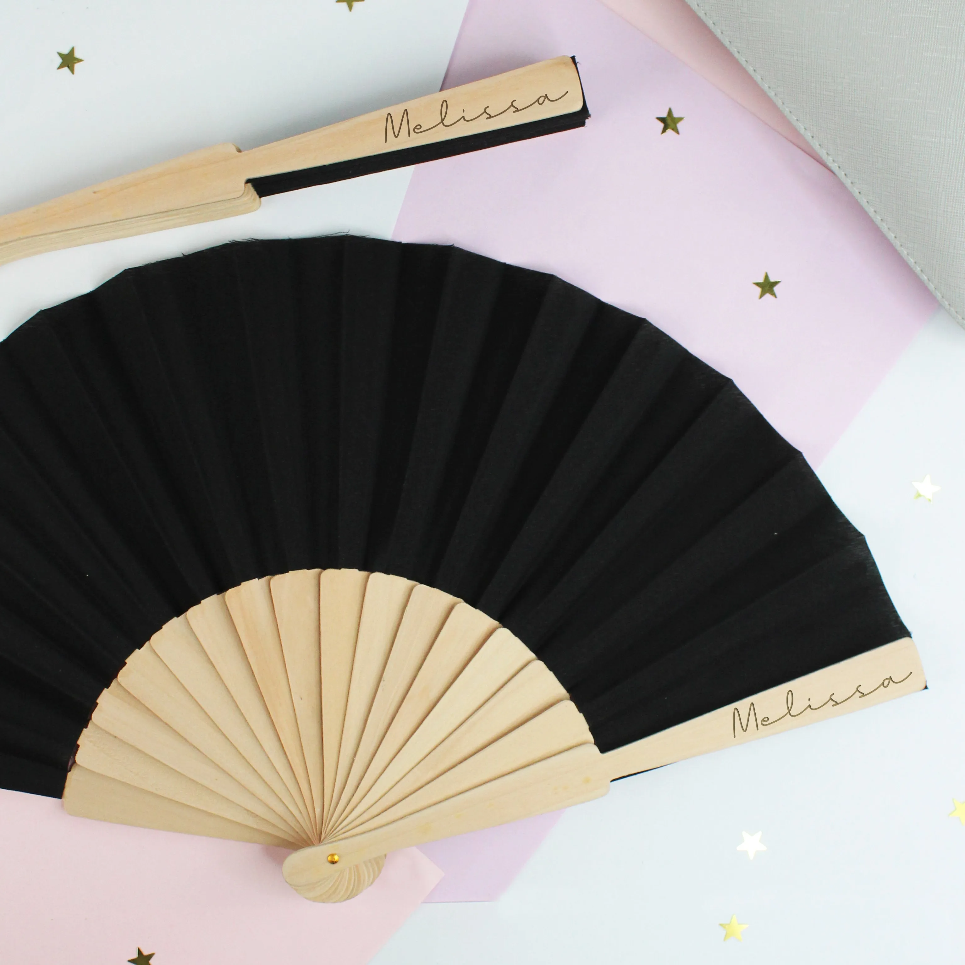 Personalised Wooden Folding Hand Fan - Any Name