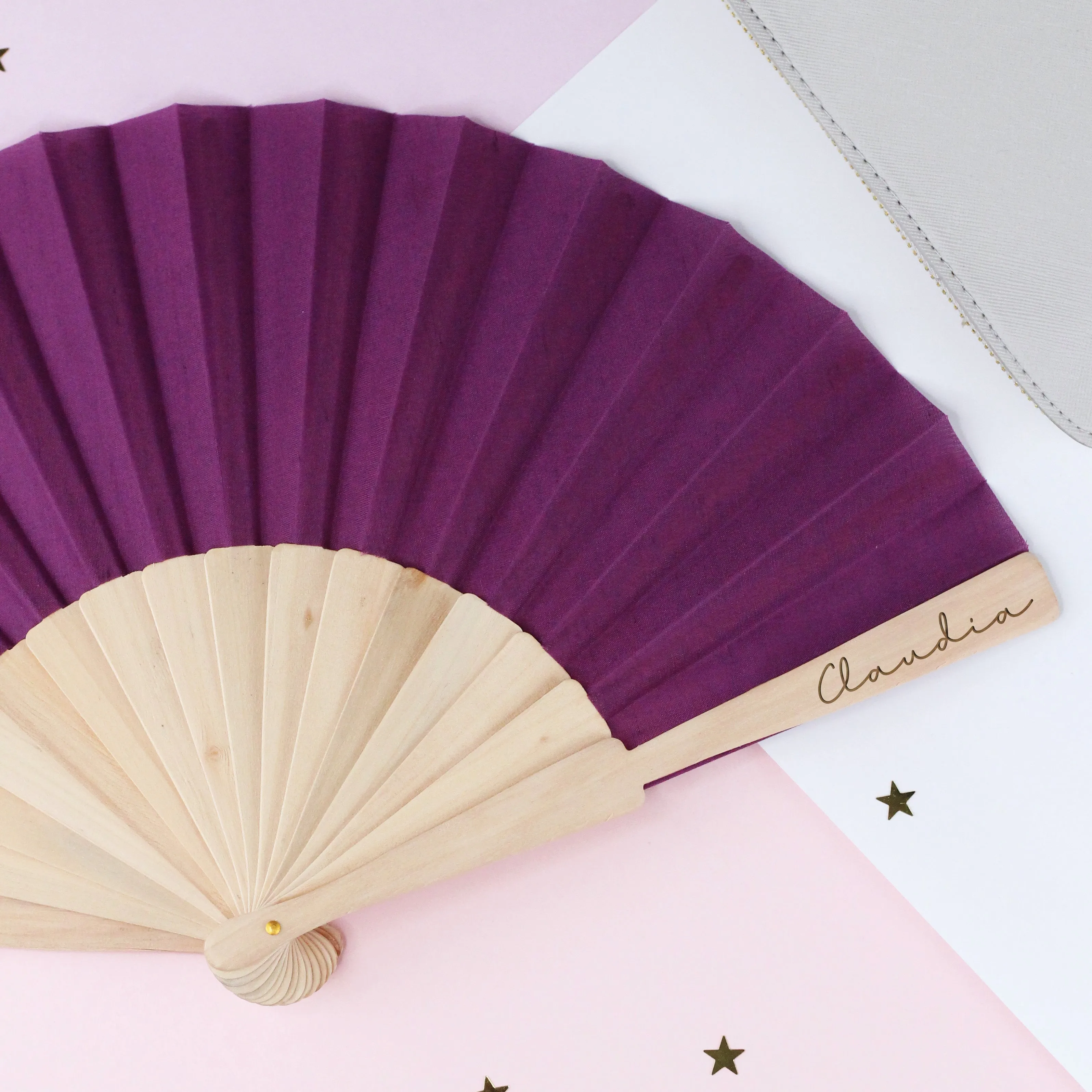 Personalised Wooden Folding Hand Fan - Any Name