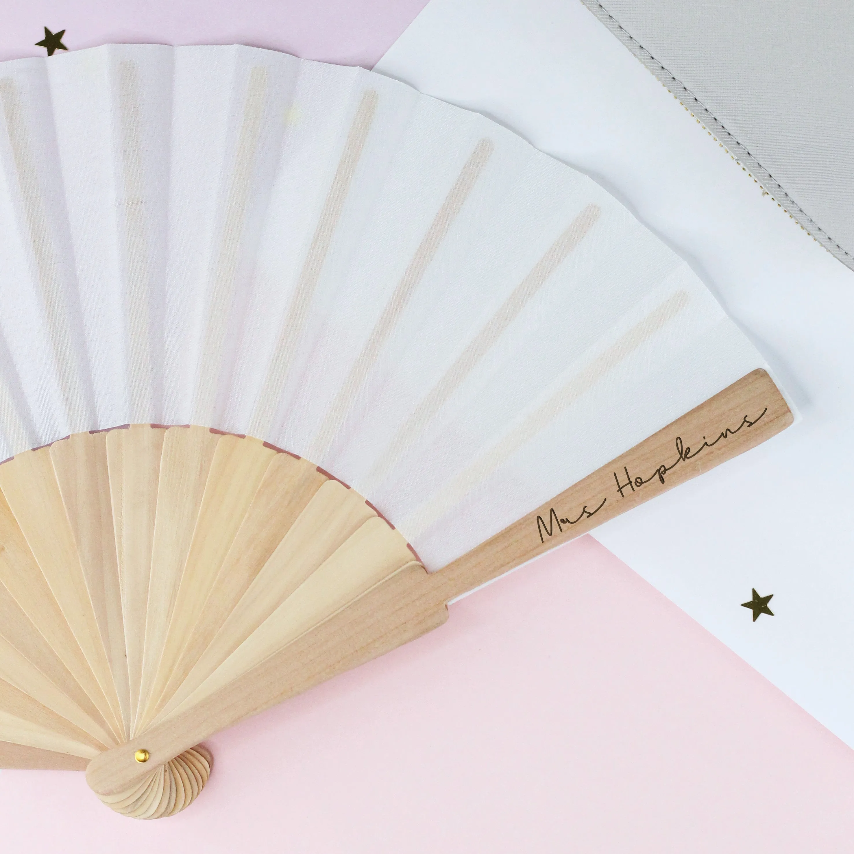 Personalised Wooden Folding Hand Fan - Any Name