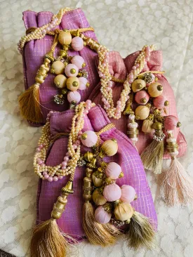 Potli Bags With Pearl Handle & Pom Pom Balls