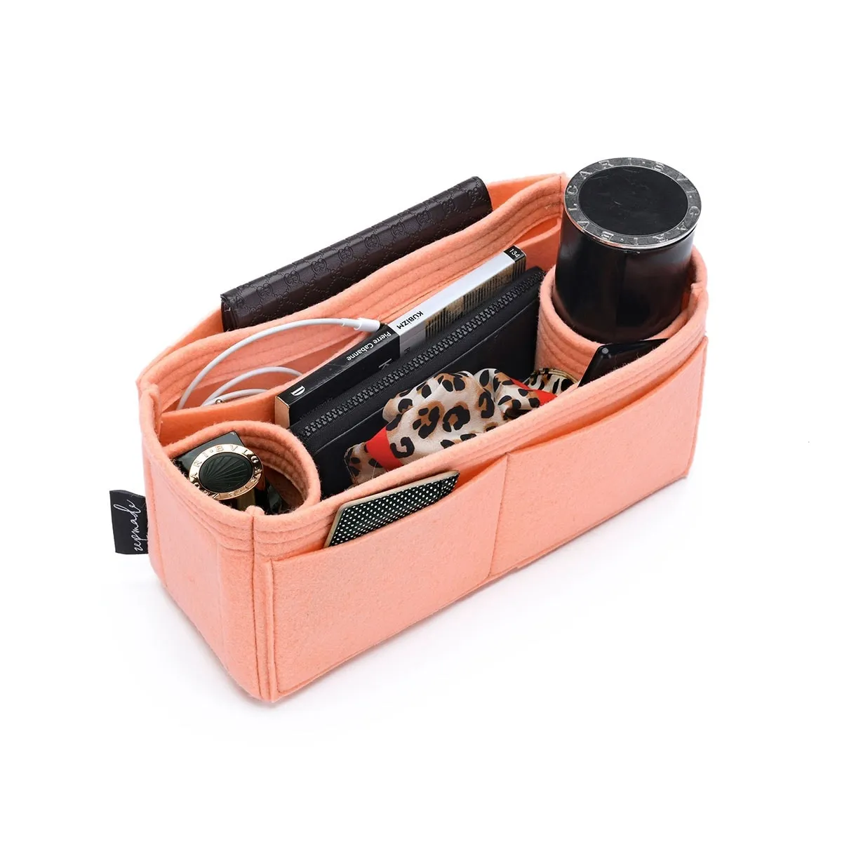 Purse Organizer Insert for Celine Cabas Phantom, Bag Organizer with Double Bottle Holders and Exterior Pockets