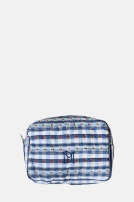 Quilted Make Up Bag Margot Gingham Navy