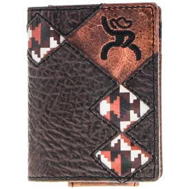"Tahonta" Brown/Tan Dimond Patchwork Bifold Money Clip Wallet
