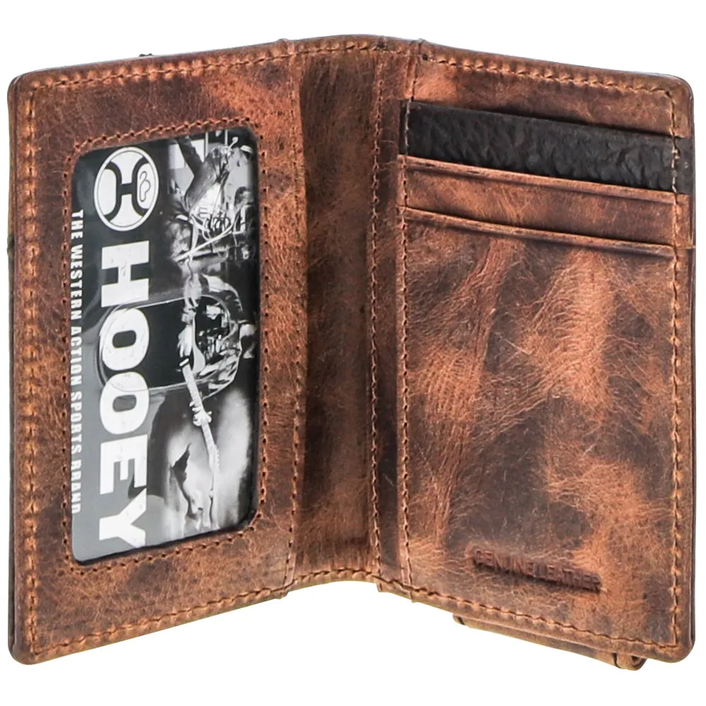 "Tahonta" Brown/Tan Dimond Patchwork Bifold Money Clip Wallet