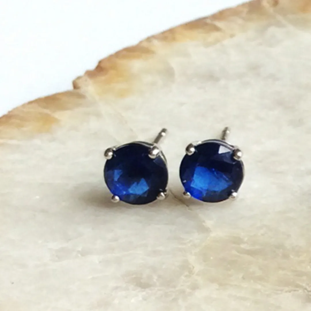 Sapphire Stud Earrings in Sterling Silver