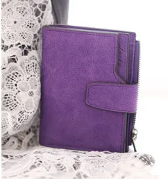 Solid Vintage Matte Lady Letter Zipper Short Clutch Wallet