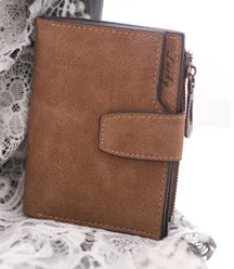 Solid Vintage Matte Lady Letter Zipper Short Clutch Wallet