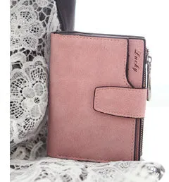 Solid Vintage Matte Lady Letter Zipper Short Clutch Wallet