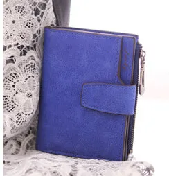 Solid Vintage Matte Lady Letter Zipper Short Clutch Wallet