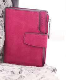 Solid Vintage Matte Lady Letter Zipper Short Clutch Wallet