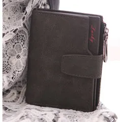 Solid Vintage Matte Lady Letter Zipper Short Clutch Wallet