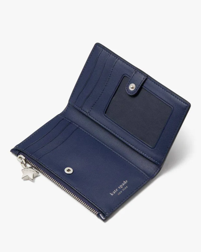 STARLIGHT PATENT SAFFIANO LEATHER SMALL SLIM BIFOLD WALLET