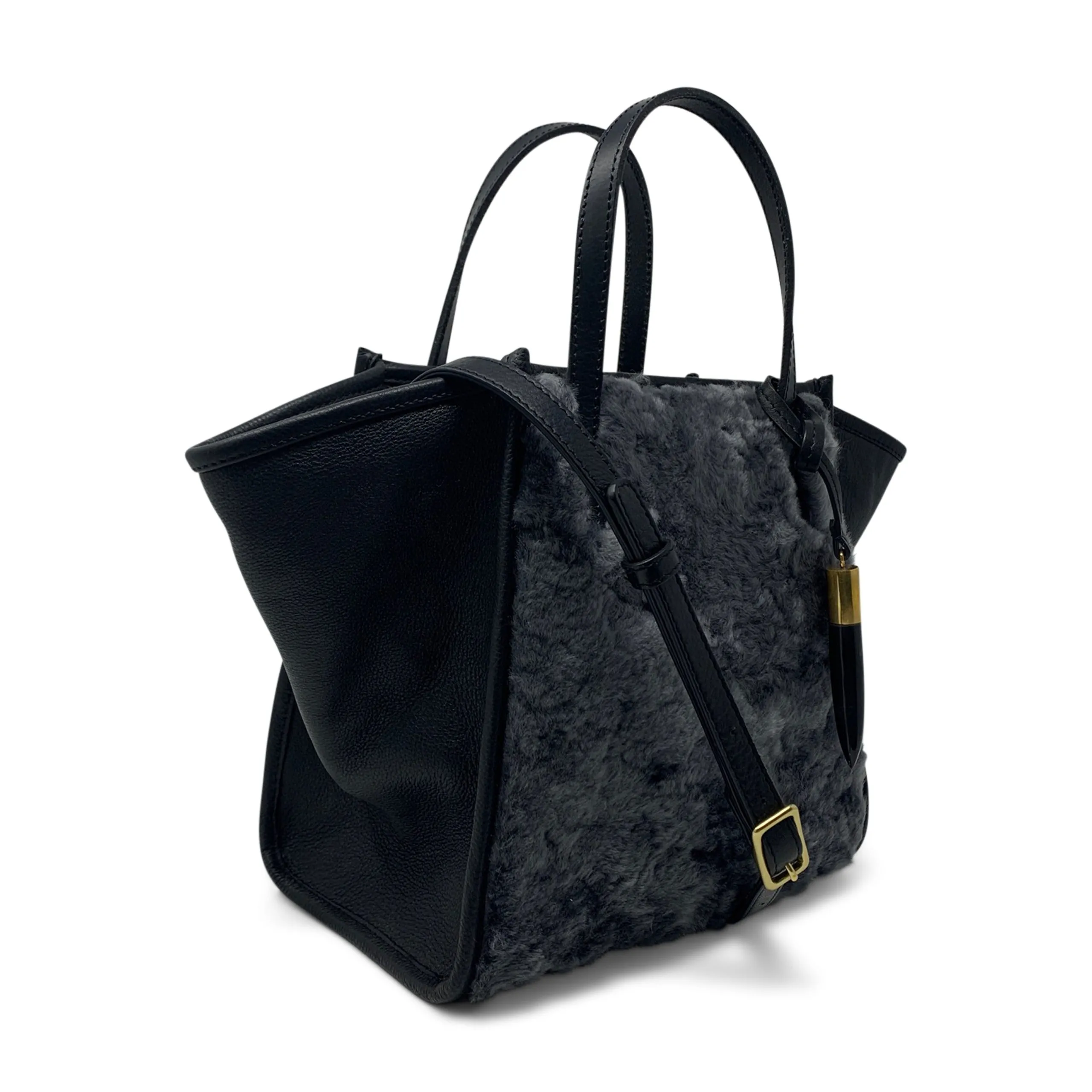 STONE SHEARLING MINI TOTE