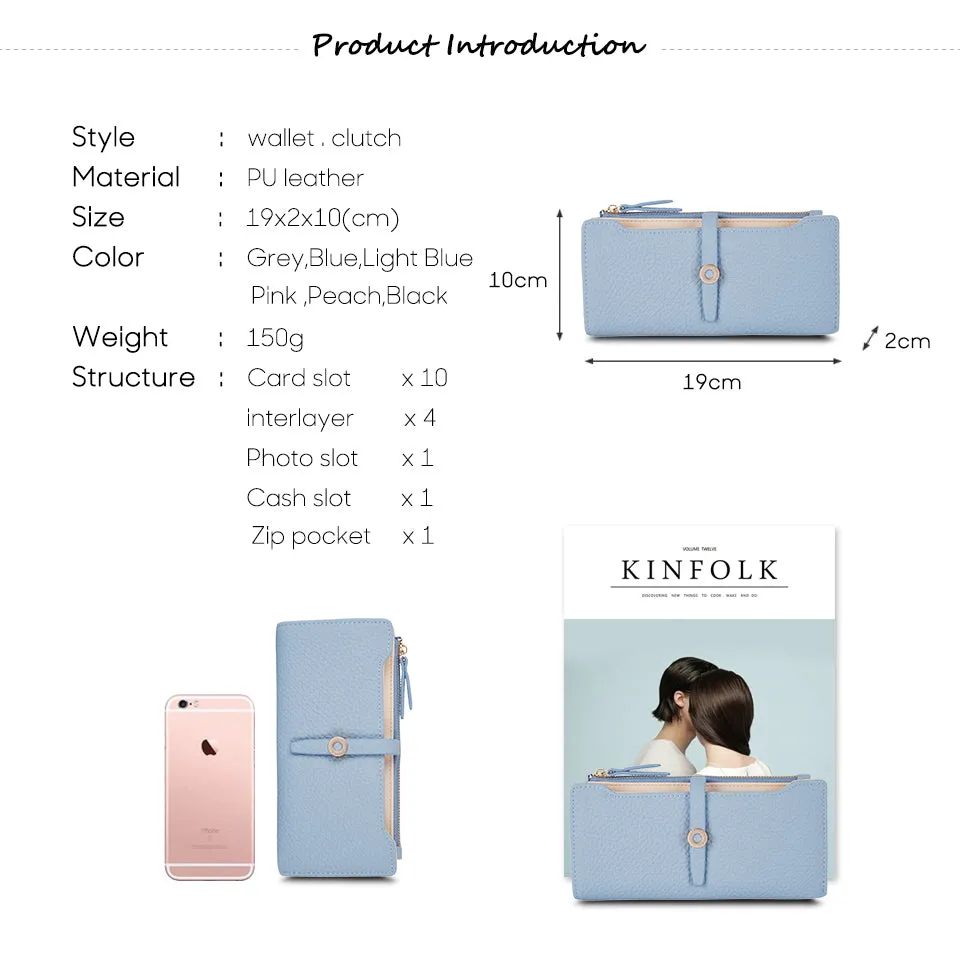 Top Quality Latest Lovely Leather Long Women Wallet