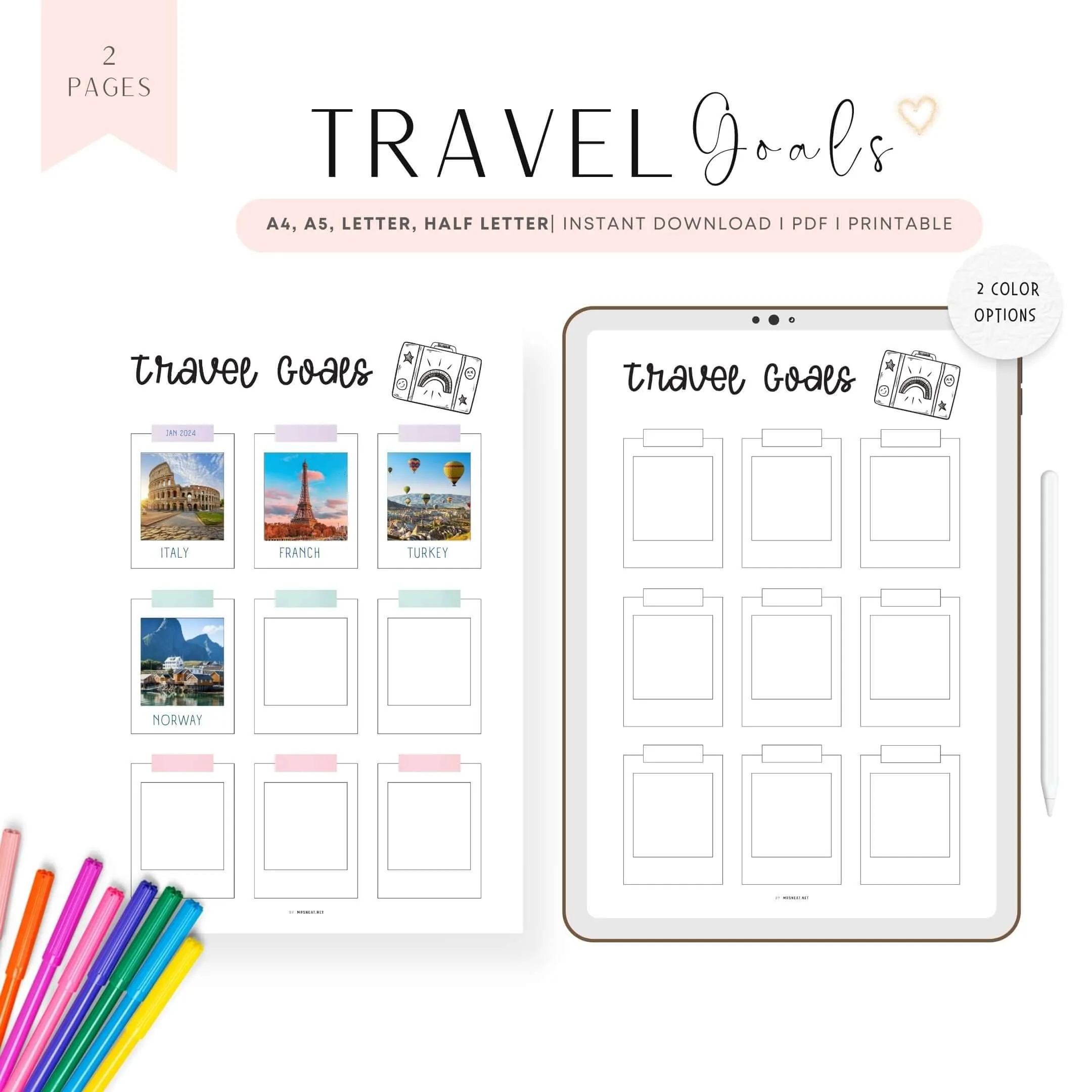 Travel Goals Planner Template - M380