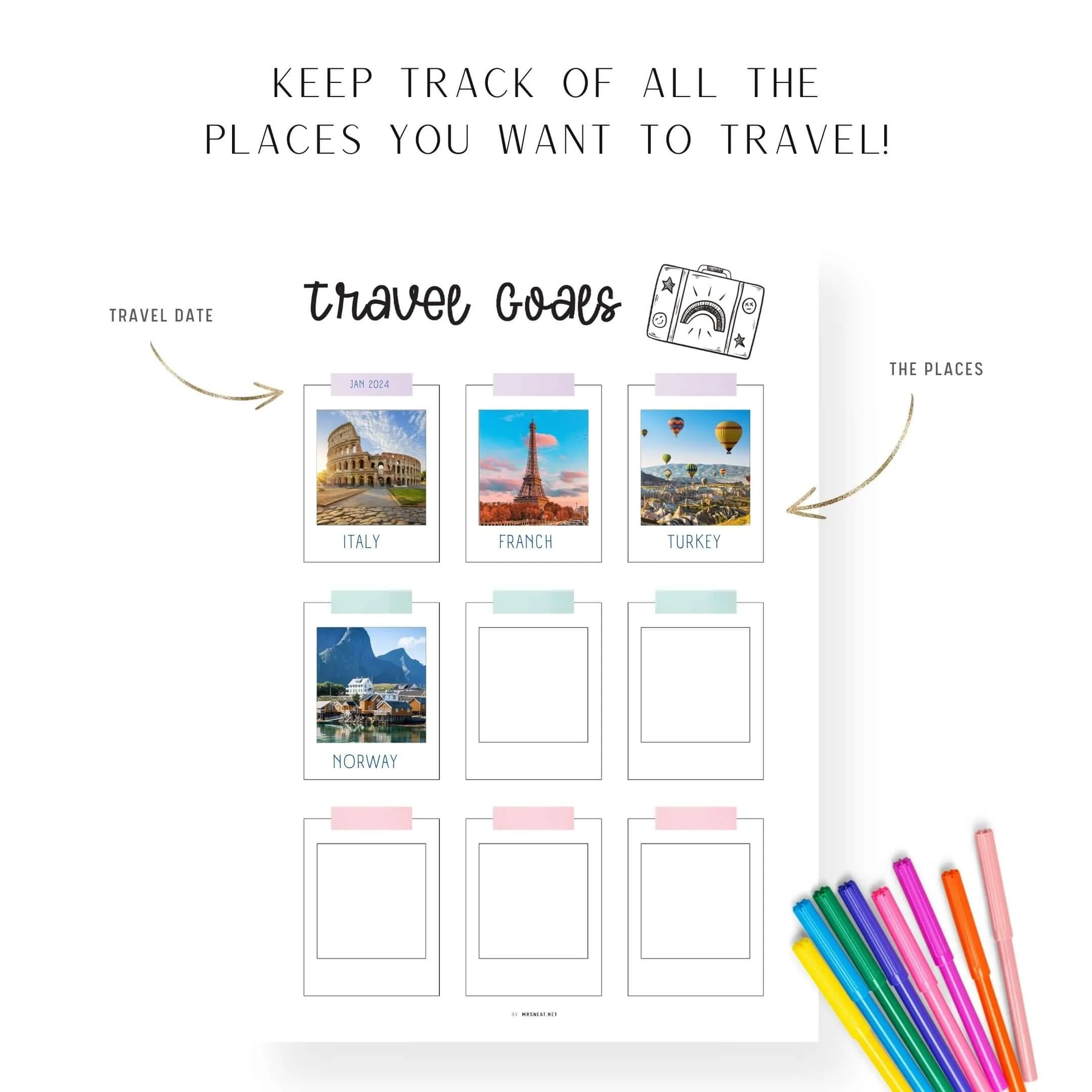 Travel Goals Planner Template - M380
