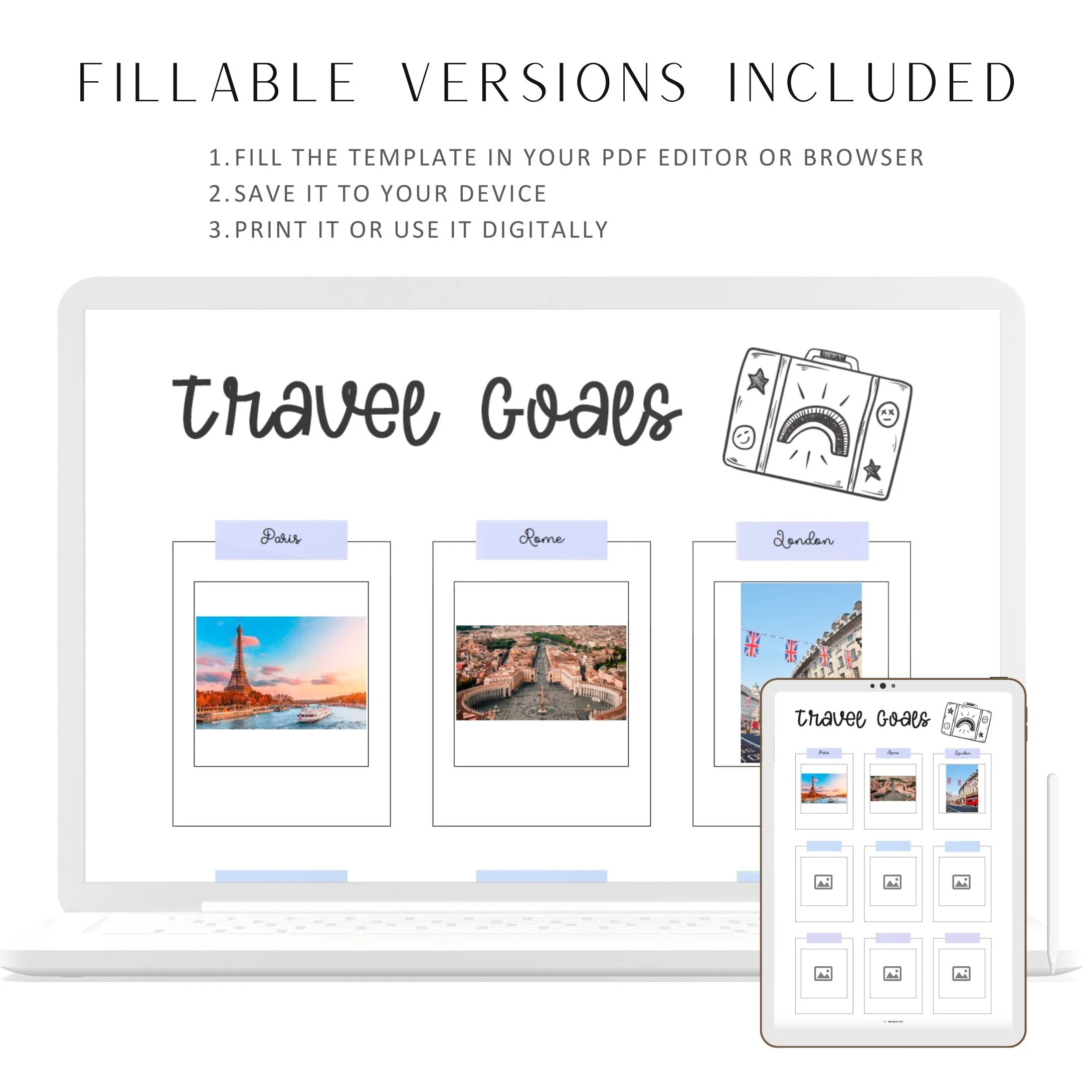 Travel Goals Planner Template - M380