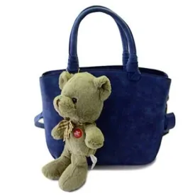 Trendy Solid Color and Bear Pendant Design Women's Tote Bag - Blue