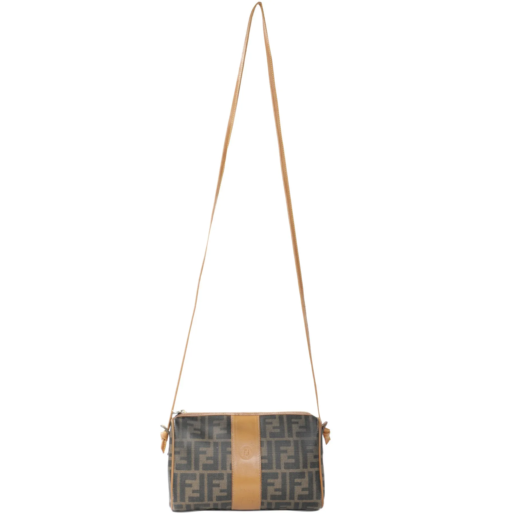 Vtg 80s Fendi Zucca Monogram Leather Mini Crossbody Bag