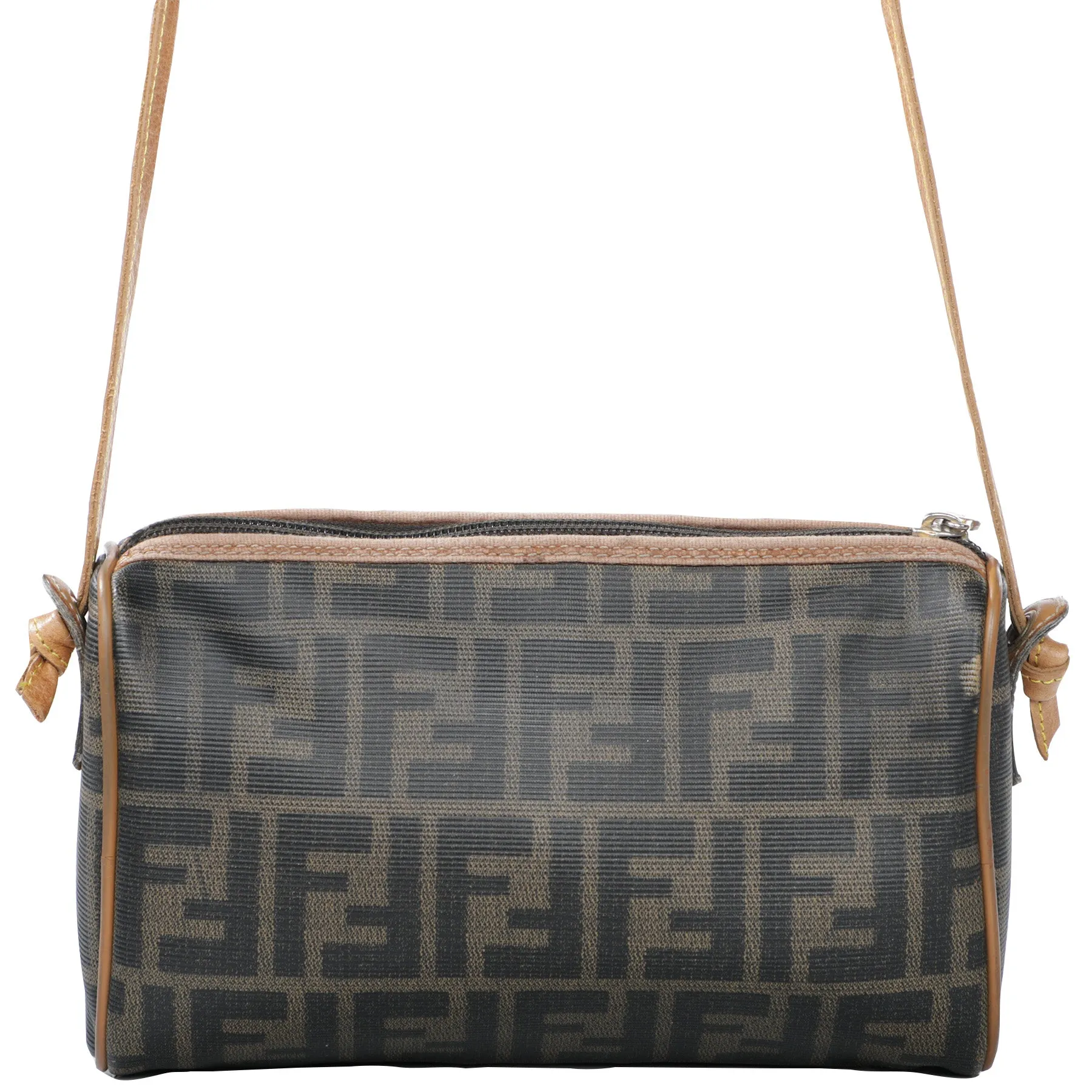 Vtg 80s Fendi Zucca Monogram Leather Mini Crossbody Bag