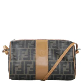 Vtg 80s Fendi Zucca Monogram Leather Mini Crossbody Bag