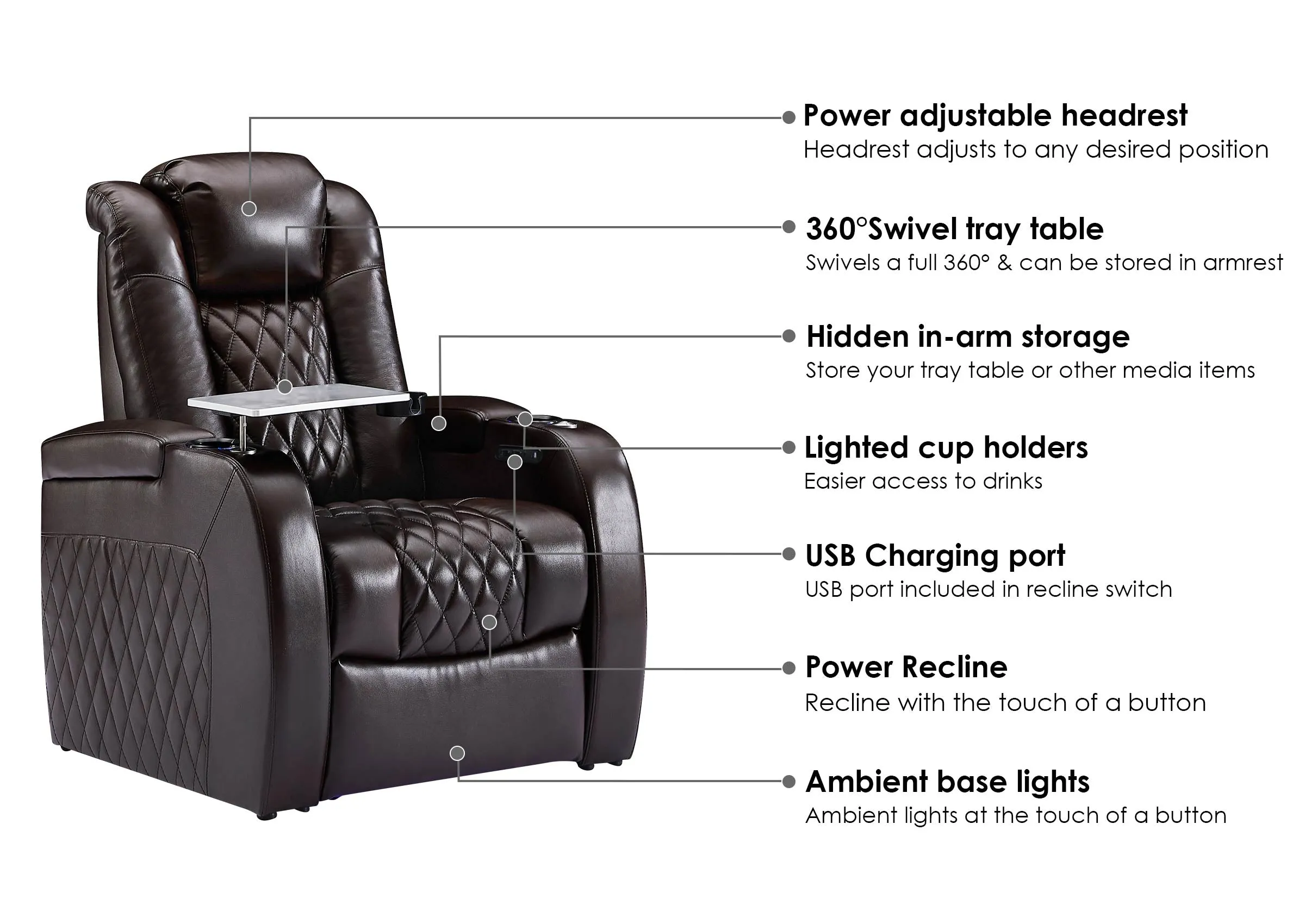 Weilianda Luxury Series Home Theater Seating Brown