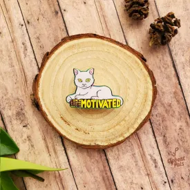 White Kitty Cat Rainbow Metal Pin
