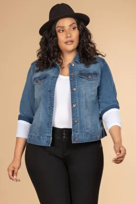 Women's Plus Size Cropped Denim Jacket